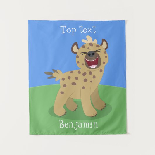 Cute grappige hyena lachende cartoon illustratie wandkleed (Voorkant)