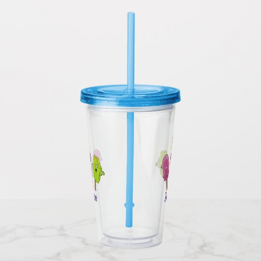 Cute grappige ijsjes cartoon trio acryl drinkbeker (Rechts)