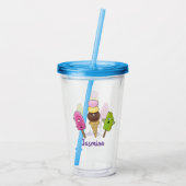 Cute grappige ijsjes cartoon trio acryl drinkbeker (Achterkant)