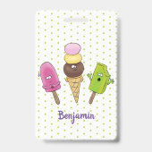 Cute grappige ijsjes cartoon trio badge (Achterkant)