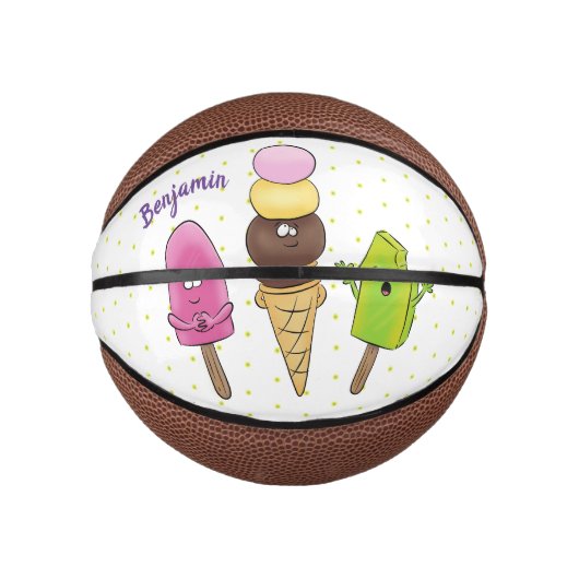 Cute grappige ijsjes cartoon trio basketbal (Voorkant)