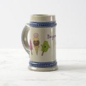 Cute grappige ijsjes cartoon trio bierpul (Voorkant links)
