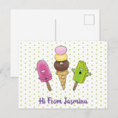 Cute grappige ijsjes cartoon trio briefkaart (Voorkant / Achterkant)