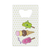 Cute grappige ijsjes cartoon trio creditkaart flessenopener (Voorkant)