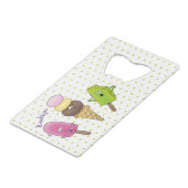 Cute grappige ijsjes cartoon trio creditkaart flessenopener (Voorkant Gekanteld)