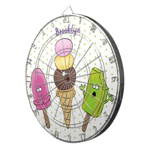 Cute grappige ijsjes cartoon trio dartbord (Voorkant Rechts)