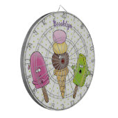 Cute grappige ijsjes cartoon trio dartbord (Voorkant Links)