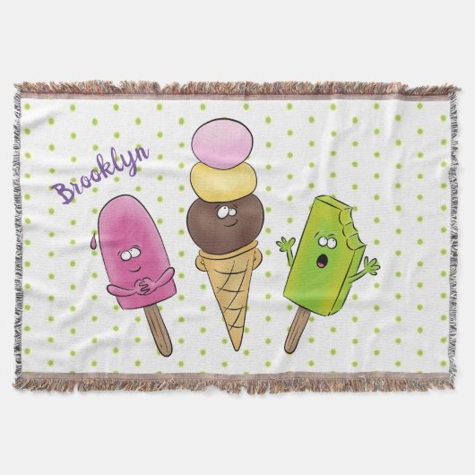 Cute grappige ijsjes cartoon trio deken (Voorkant)