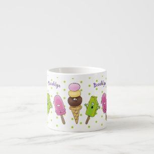 Cute grappige ijsjes cartoon trio espresso kop