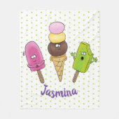Cute grappige ijsjes cartoon trio fleece deken (Voorkant)