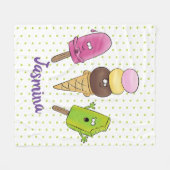 Cute grappige ijsjes cartoon trio fleece deken (Voorkant (Horizontaal))