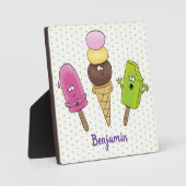 Cute grappige ijsjes cartoon trio fotoplaat (Voorkant)