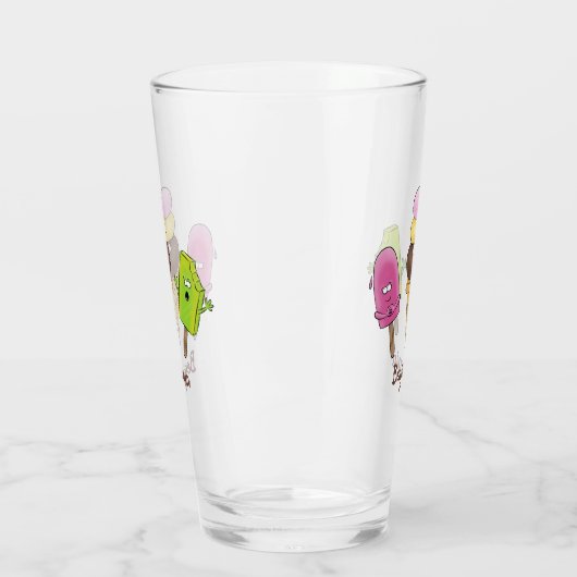 Cute grappige ijsjes cartoon trio glas (Links)