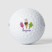 Cute grappige ijsjes cartoon trio golfballen (Voorkant)