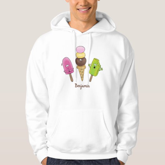 Cute grappige ijsjes cartoon trio hoodie (Voorkant)