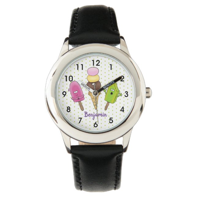 Cute grappige ijsjes cartoon trio horloge (Voorkant)