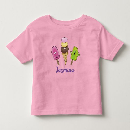 Cute grappige ijsjes cartoon trio kinder shirts (Voorkant)