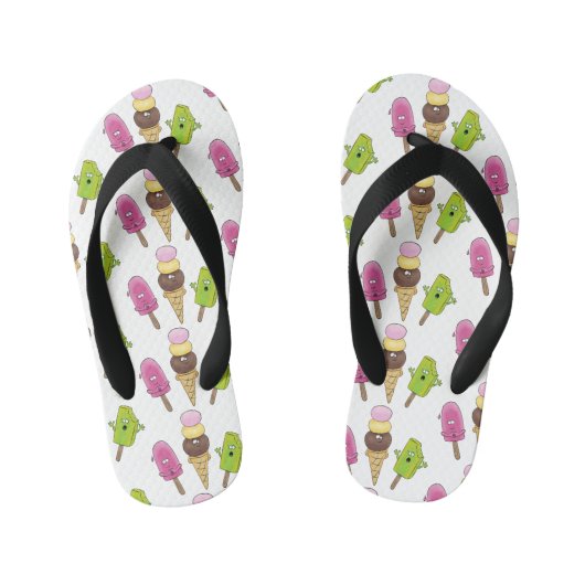 Cute grappige ijsjes cartoon trio kinder teenslippers (Voetbed)