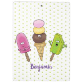 Cute grappige ijsjes cartoon trio klembord (Achterkant)