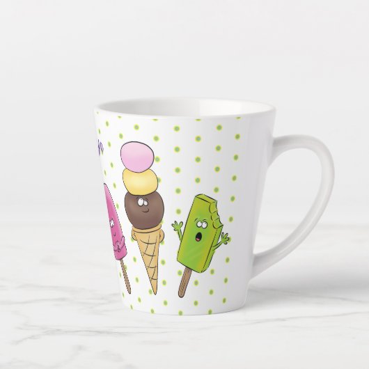 Cute grappige ijsjes cartoon trio latte mok (Rechts)