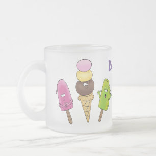 Cute grappige ijsjes cartoon trio matglas koffiemok