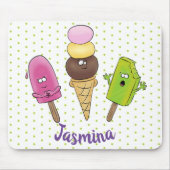 Cute grappige ijsjes cartoon trio muismat (Voorkant)