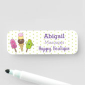 Cute grappige ijsjes cartoon trio naamplaatje (In situ)