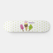 Cute grappige ijsjes cartoon trio persoonlijk skateboard (Horizontaal)