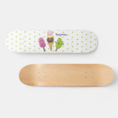 Cute grappige ijsjes cartoon trio persoonlijk skateboard (Horizontaal)