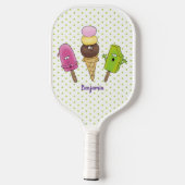 Cute grappige ijsjes cartoon trio pickleball paddle (Achterkant)