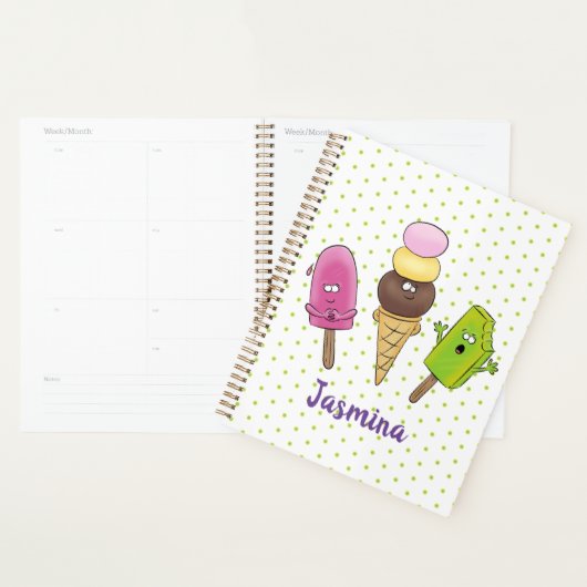 Cute grappige ijsjes cartoon trio planner (Display)
