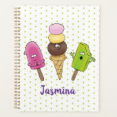 Cute grappige ijsjes cartoon trio planner (Voorkant)