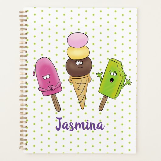Cute grappige ijsjes cartoon trio planner (Voorkant)