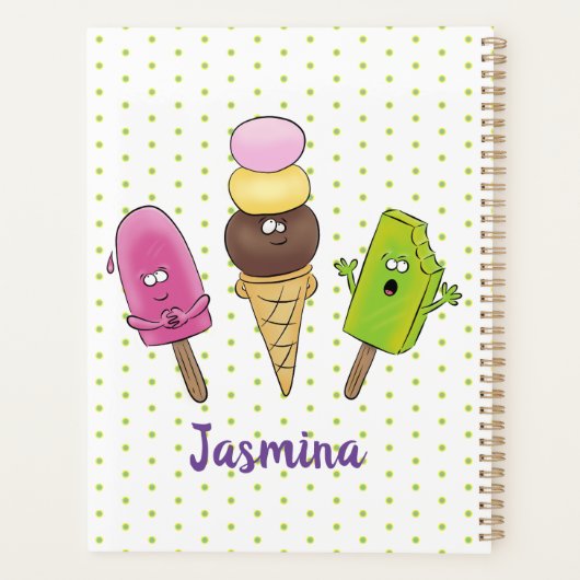 Cute grappige ijsjes cartoon trio planner (Achterkant)
