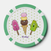 Cute grappige ijsjes cartoon trio poker chips (Achterkant)