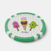 Cute grappige ijsjes cartoon trio poker chips (Enkel)