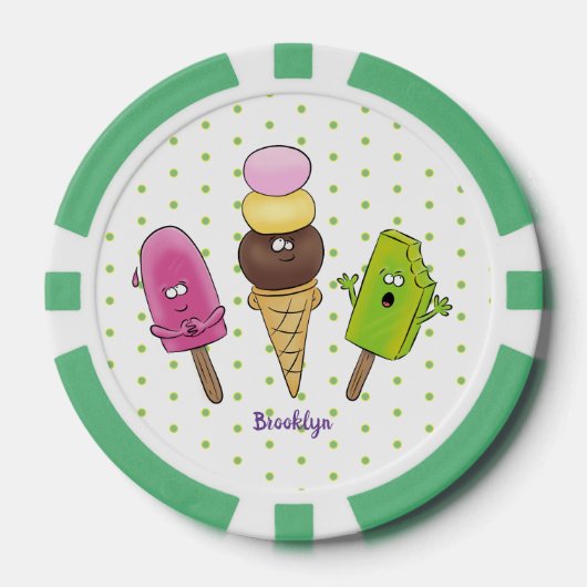 Cute grappige ijsjes cartoon trio poker chips (Voorkant)