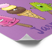 Cute grappige ijsjes cartoon trio poster (Hoek)