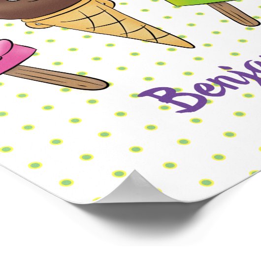 Cute grappige ijsjes cartoon trio poster (Hoek)