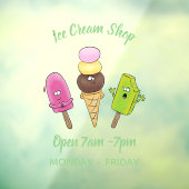 Cute grappige ijsjes cartoon trio raamsticker (Vel 3)