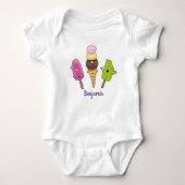 Cute grappige ijsjes cartoon trio romper (Voorkant)