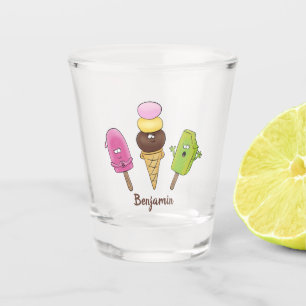 Cute grappige ijsjes cartoon trio shot glas