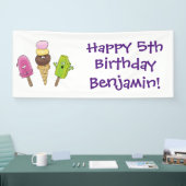 Cute grappige ijsjes cartoon trio spandoek (Beurs)