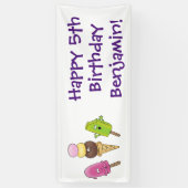 Cute grappige ijsjes cartoon trio spandoek (Verticaal)