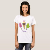 Cute grappige ijsjes cartoon trio t-shirt (Voorkant volledig)