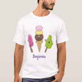 Cute grappige ijsjes cartoon trio t-shirt (Voorkant)