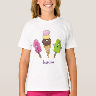 Cute grappige ijsjes cartoon trio t-shirt