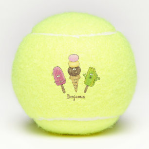 Cute grappige ijsjes cartoon trio tennisballen