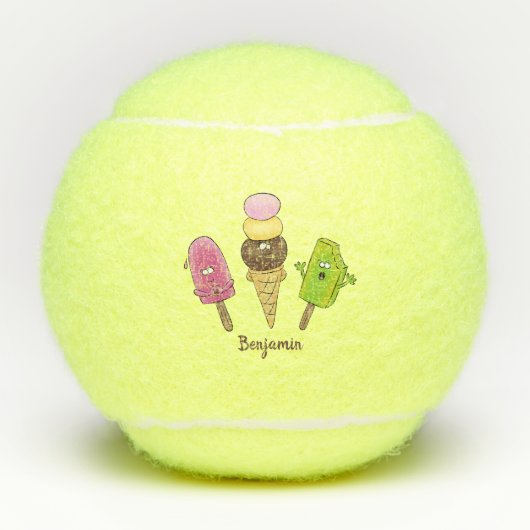 Cute grappige ijsjes cartoon trio tennisballen (Voorkant)