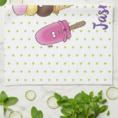 Cute grappige ijsjes cartoon trio theedoek (Gevouwen)